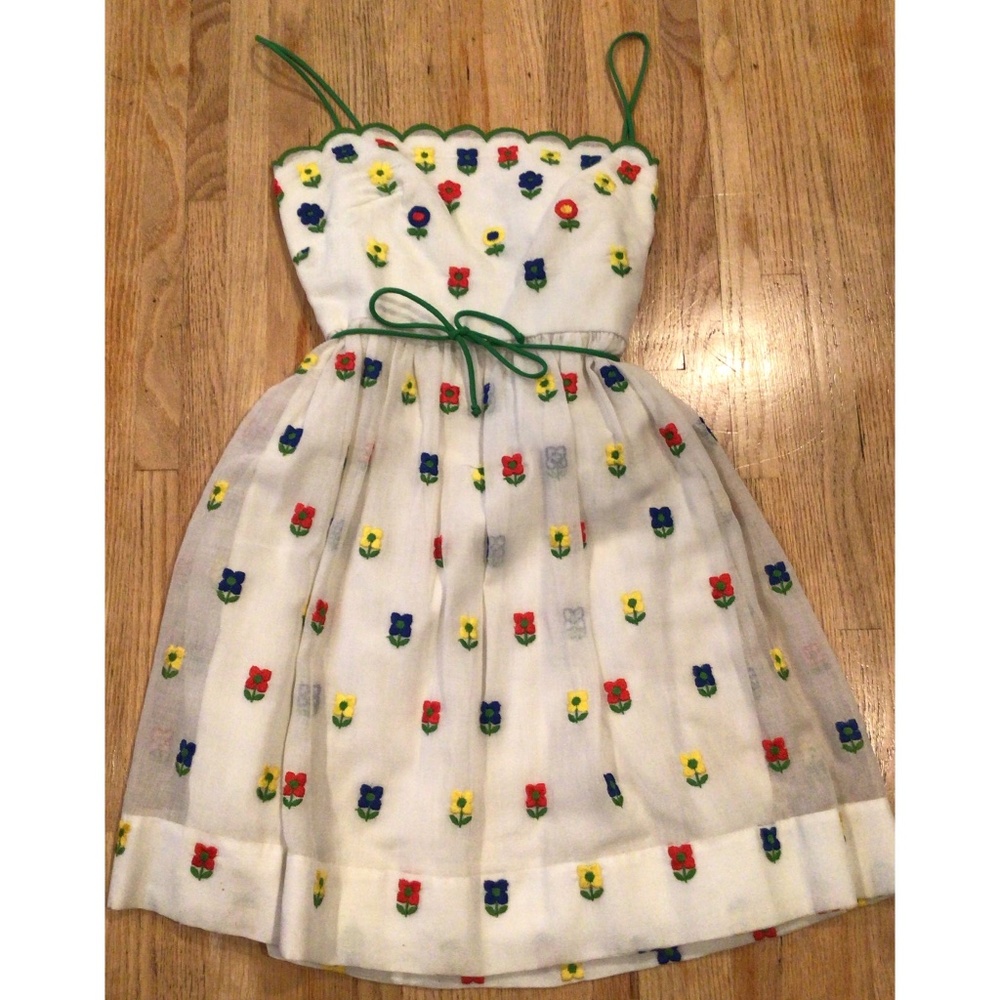 Rare vintage 60’s Lanz Originals Embroidered floral boho hippie  Dress